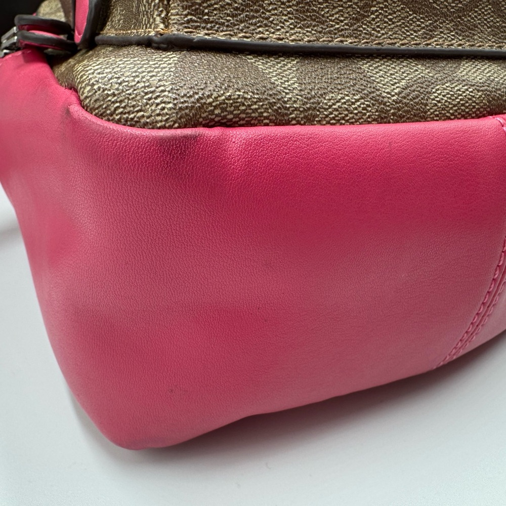 COACH Mini Charlie Backpack in Signature Canvas with Pink Leather - Picture 9 of 15